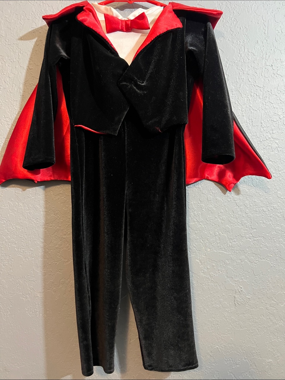 Disguise Black and Red Velvet Vampire Costume with Cape and Bow Tie